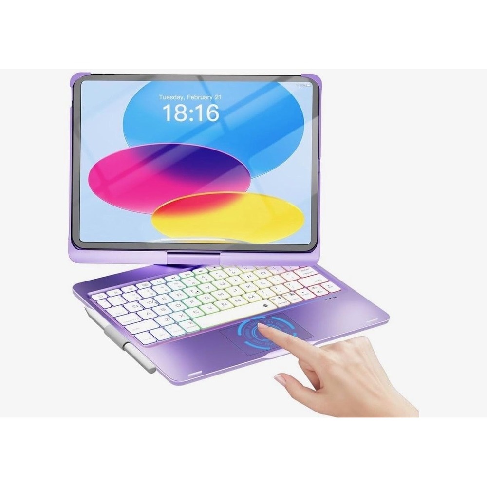 NOKBABO Keyboard Case IPad 10th 11th A16 Air 11 Pro 11 Purple Backlit Bluetooth